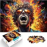 Spielzeug-Puzzle Mann mit Sonnenbrille 1000-teiliges Puzzle für Erwachsene Holzpuzzle Lernpuzzle Lernspielzeug （50x75cm）