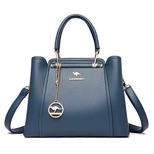 ohodhmnu Damen Tragetasche, Damen Crossbody Tasche Luxus 3 Schichten Schultertaschen PU Leder Handtaschen Große Kapazität Tasche Herbst Winter Dating Tasche, blau, Small