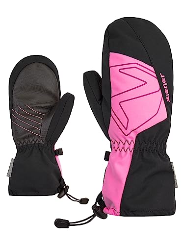 Ziener Kinder LAVALINO Ski-Fäustling/Wintersport | wasserdicht, extra warm, Wolle, Black.Fuchsia pink, 4,5