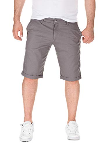 WOTEGA Herren Chino Shorts Bermuda graue Hose Alex Kurze Short Maenner Hosen grau Sommer Chinoshorts Stretch Capri-Hose Slim, Grey (4236), W30