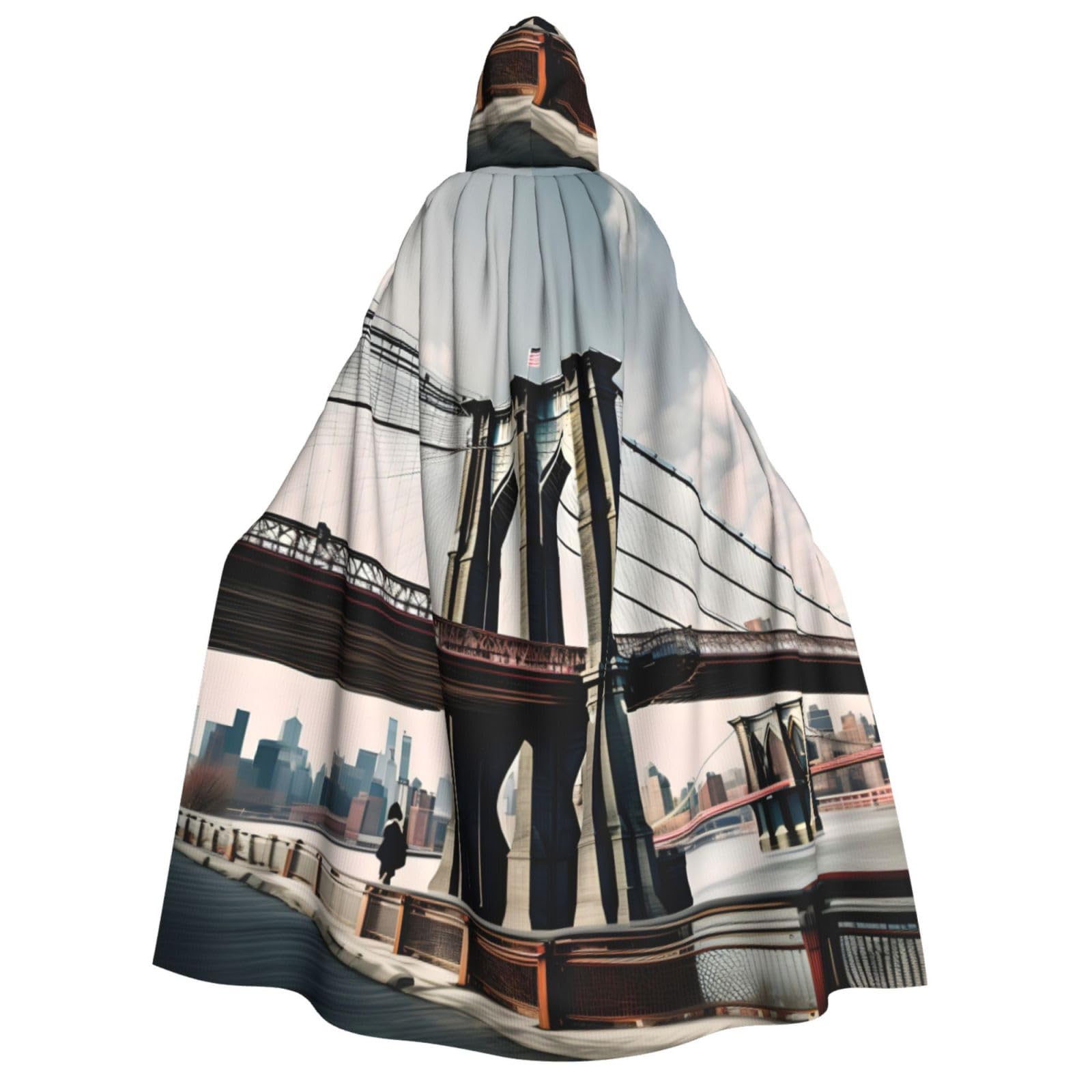 WURTON Brooklyn Bridge s Print Unisex Kapuzenumhang Halloween Karneval Vampir Cosplay Umhang Kapuzenumhang Kostüm