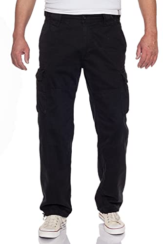 Jet Lag Herren Cargohose 21-753 Long Outdoor Seitentaschen Männerhose, Farbe:Schwarz, Größe:4XL