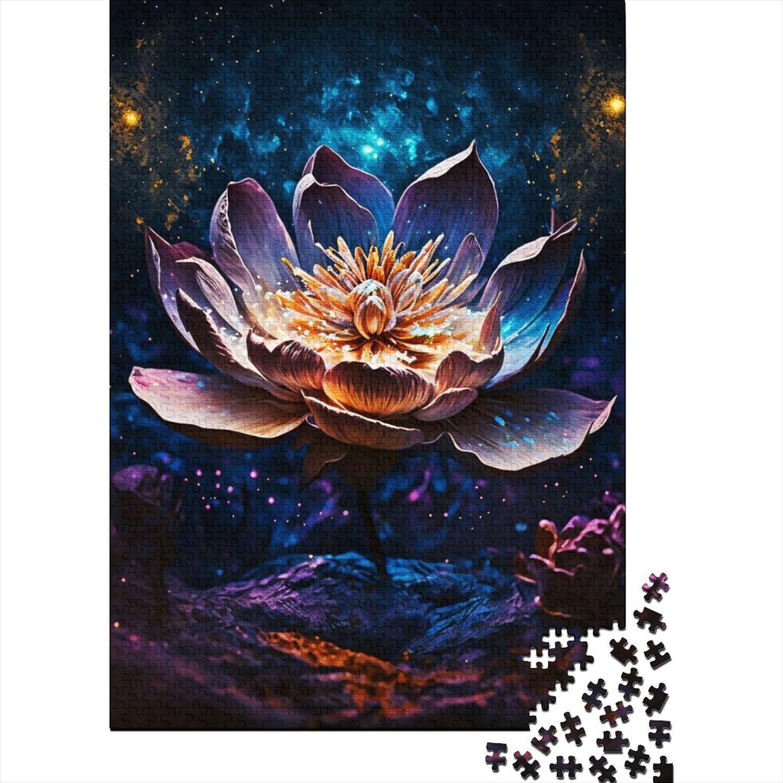 Lotusblumen-Magie-Puzzle für Erwachsene, 1000 Teile, Puzzle für Erwachsene Teenager, Puzzle für Erwachsene, Lernspiel, Herausforderungsspielzeug, 75 x 50 cm