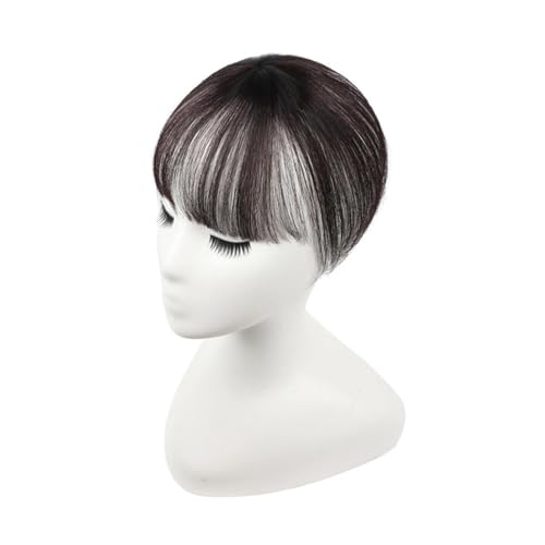 Pony 3D natürliches Echthaar, Fransen, Clip-Ins, Pony, transparente Spitze, Air Bangs, brasilianisches Haar for Frauen Pony Haarspange(Light Brown)