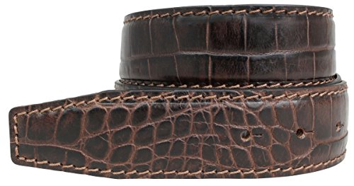 BELTINGER Gürtel mit Krokoprägung ohne Schnalle 4 cm | Leder-Gürtel für Damen Herren 40mm Kroko-Optik | Kroko-Muster | Braun 120cm