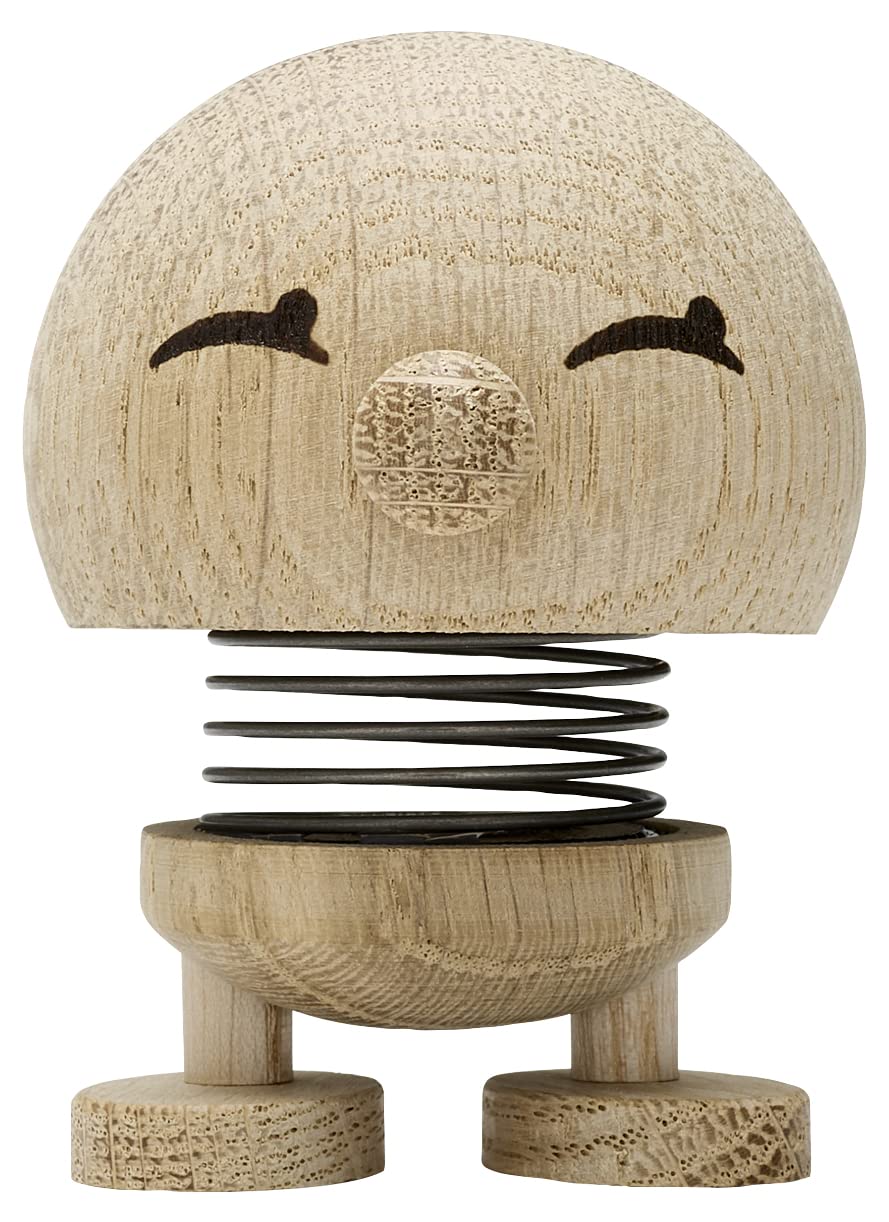 Hoptimist Bumble, Holzdeko, Wackelfigur aus Holz, Deko Skandinavisch, Deko Wohnzimmer, Schreibtisch Deko, Büro Gadgets, Tolle Kleine Geschenke, 4,5 x 5,8 x 6,6 cm, Small, Raw Oak