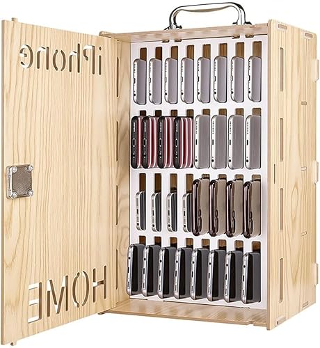 Handy-Aufbewahrungsbox, 24/36 Steckplätze, Desktop-Handy-Schrank-Organizer für Lehrer, Klassenzimmer, Schule, Büro, Fabrik, Bürowand, Holz, 36