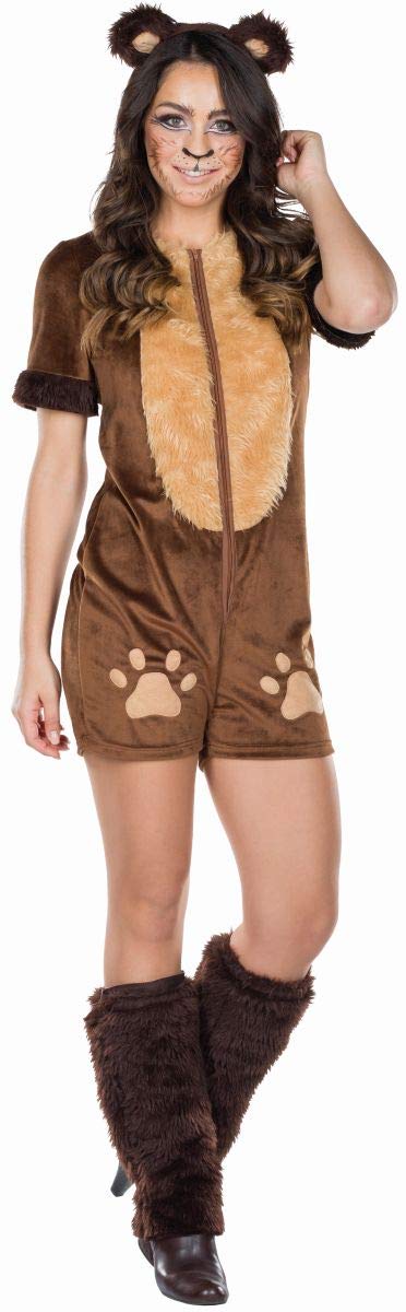 Rubie's 13486-36 Damen Kostüm Braunbär Bär Bärchen braun Jumpsuit Karneval (36), Multi-Colored