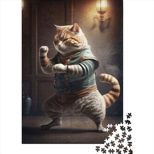 Kung-Fu-Katzen-Puzzles, Puzzles für Erwachsene und Teenager, 1000 Teile, Puzzles für Erwachsene, Holzpuzzles für Erwachsene und Teenager (Größe: 75 x 50 cm)