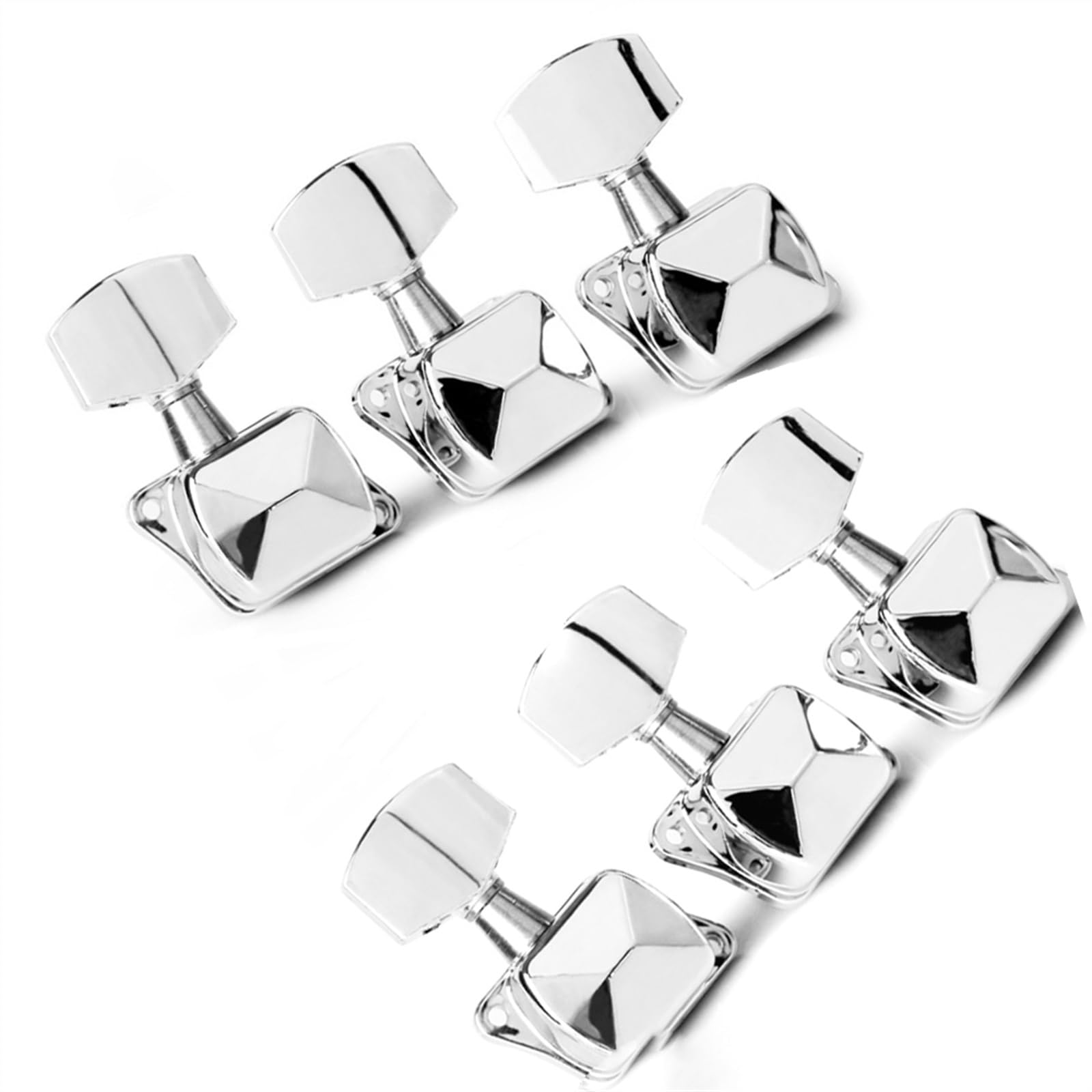 DAYKET Strings Tuning Pegs Mechaniken Für Gitarre Set (6 Stück) Chrom-Silber-Ersatzteile für halbgeschlossene Stimmwirbel für Akustikgitarren