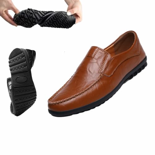 WINDEHAO Leichte Herren-Schlupfschuhe aus echtem Leder, lässig, Business, atmungsaktiv, Mokassin-Schuhe zum Autofahren