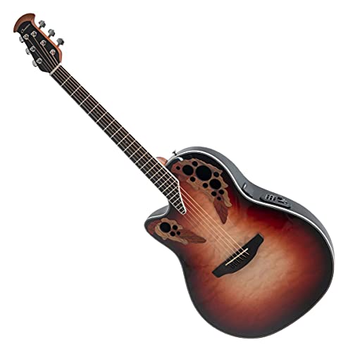 Ovation E-Akustikgitarre Celebrity Elite Plus Mid Cutaway Lefthand Ruby Burst