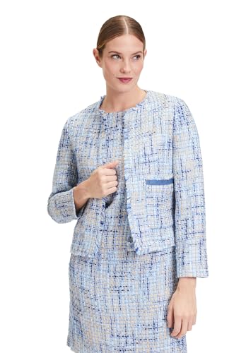 Cartoon Damen Tweedblazer mit Taschen Blau/Beige,36