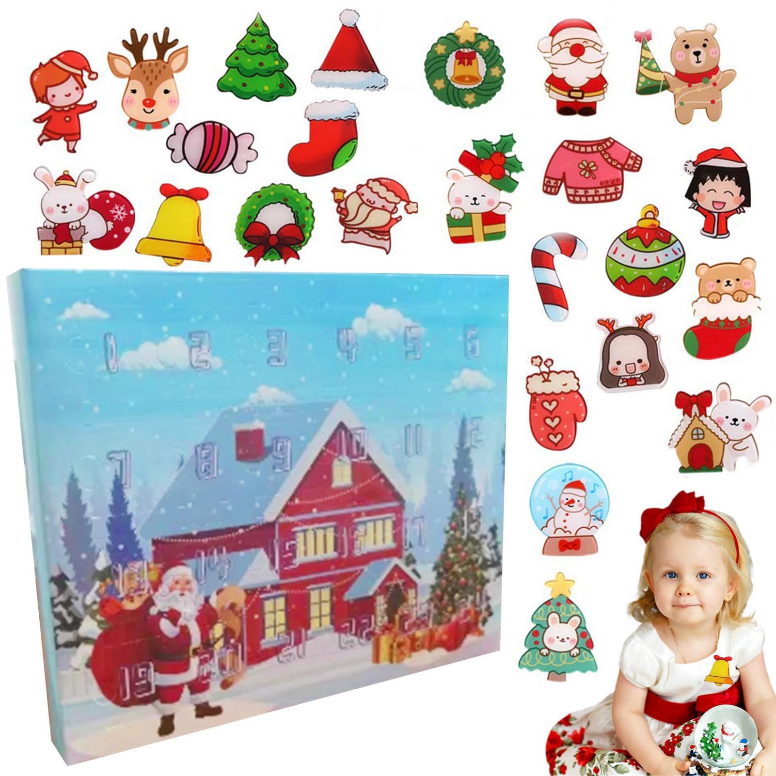 4 Stück Adventskalender 2022, lustige Weihnachtsbrosche, Adventskalender 2022 für Kinder – 2022 Weihnachts-Countdown-Kalender-Set, Box, Urlaubsdekoration Ukalou