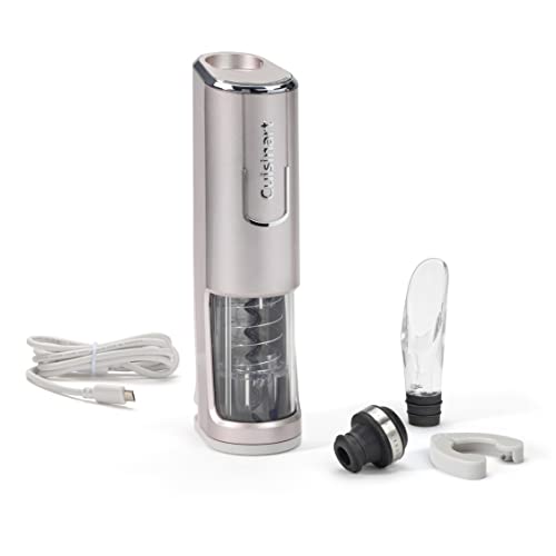 Cuisinart RWO100E Cordless 4 in 1 Wine Opener Elektrischer Weinöffner, Kunststoff, Silber