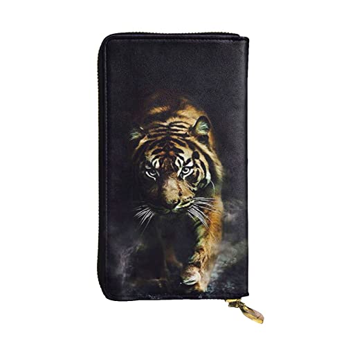 DMORJ Tiger Lange Clutch aus Leder, 19 x 10 cm, bequem, leicht, wasserdicht, langlebig, schönes Geschenk, Schwarz, Einheitsgröße, Schwarz , Einheitsgröße