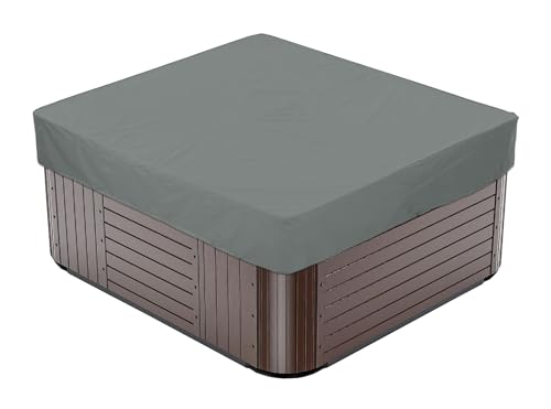 BaCover Outdoor Whirlpool Abdeckung 210D Oxford-Gewebe Wasserdicht Quadrat Spa Abdeckun Pool-Staubschut Schutz vor Wind UV Schützende,Grau,220x220x90cm