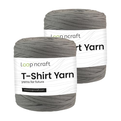 Textilgarn 2er-Set, Urbane Schiefer, Loopncraft, 2 X 750g, T-Shirt Yarn, Recyling Garn