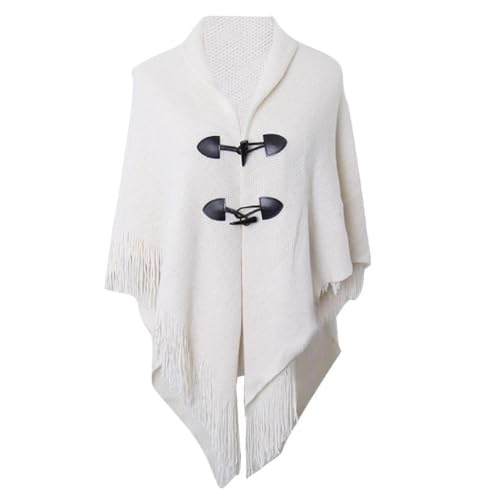 Damen Schal Wickelponcho Ruana Cape Cardigan Pullover Offener Umhang Schal Wickelponcho Mit Knopf Winter Poncho Umhang Schal Schal Wickelponcho Ruana Cape Vorne Offen