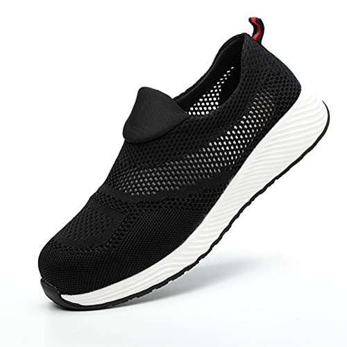 fayengan Sicherheitsschuhe Herren Arbeitsschuhe Herren Damen Leicht Sportlich Schutzschuhe Atmungsaktiv Stahlkappe Sneaker (Color : Black, Size : 38EU)