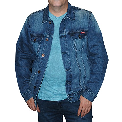 Hero Herren Jeansjacke Übergangsjacke Leichte Jacke Herrenjacke - Blue Wash (L)