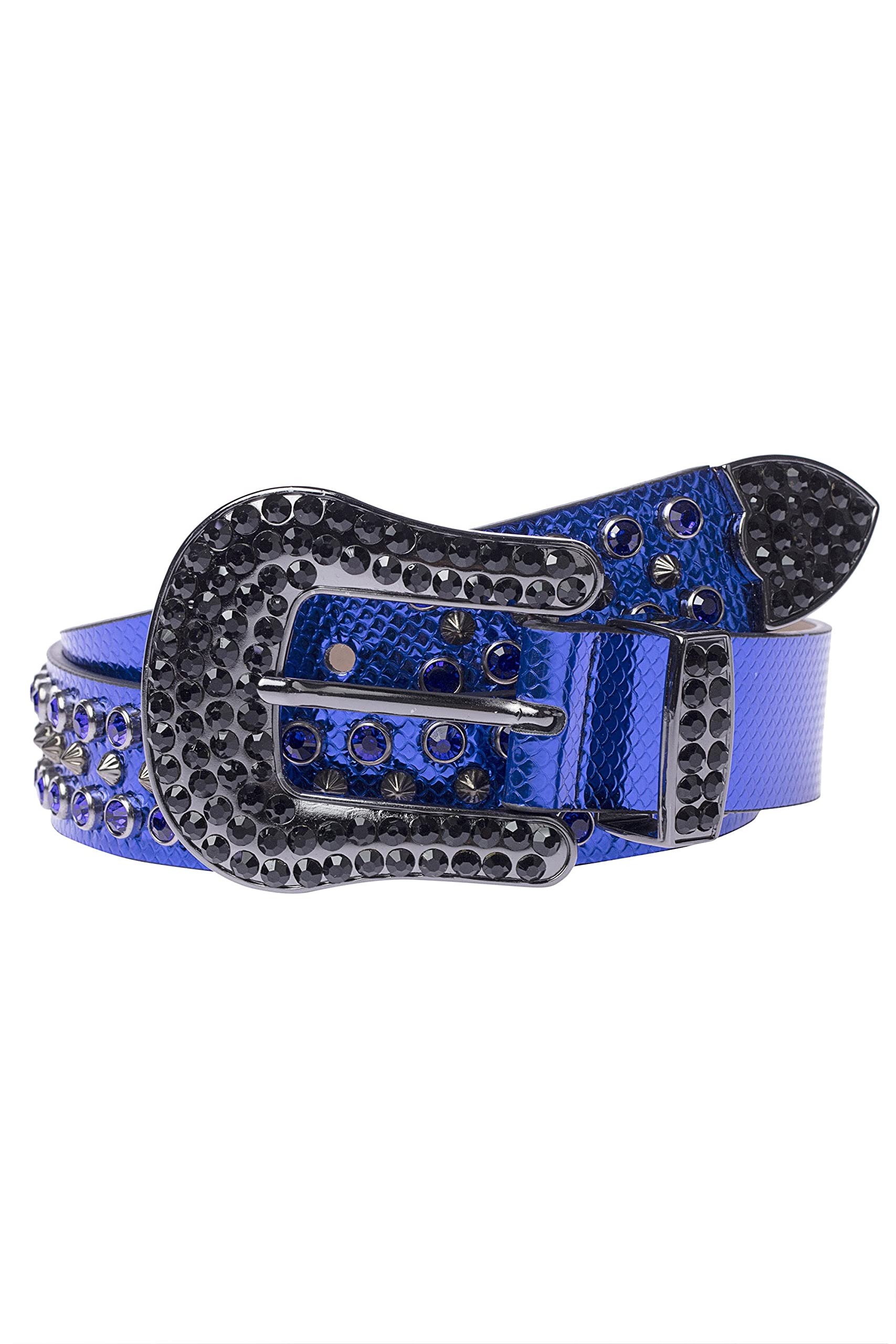 Cipo & Baxx Herren Leder Gürtel Belt Steinchen Nieten Cowboy Western Ledergürtel CG207 Blau Gr.100