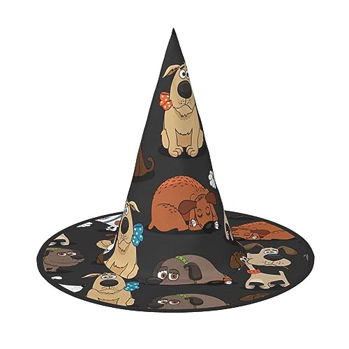 WURTON Hund Corgi Print Halloween Hexenhut Erwachsene Halloween Hut Kostüme Hexen Hüte Halloween Dekor Party