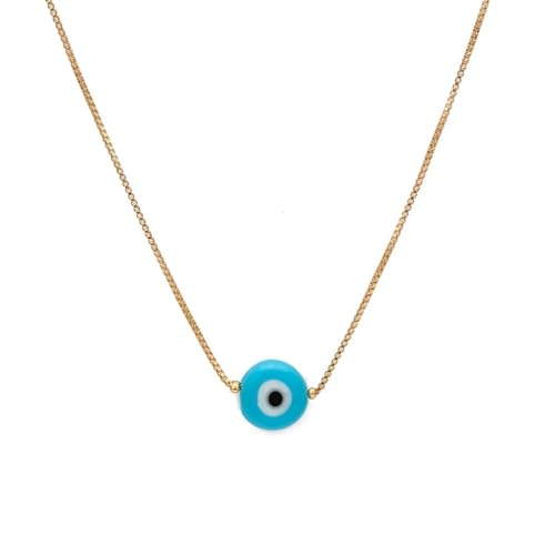 Belachick Retro Halskette Ketten Schmuck Herren Frauen Anhänger Necklace Halskette Mit Buntem Tropföl-Bösen-Augen-Anhänger Für Damen Und Mädchen, 19