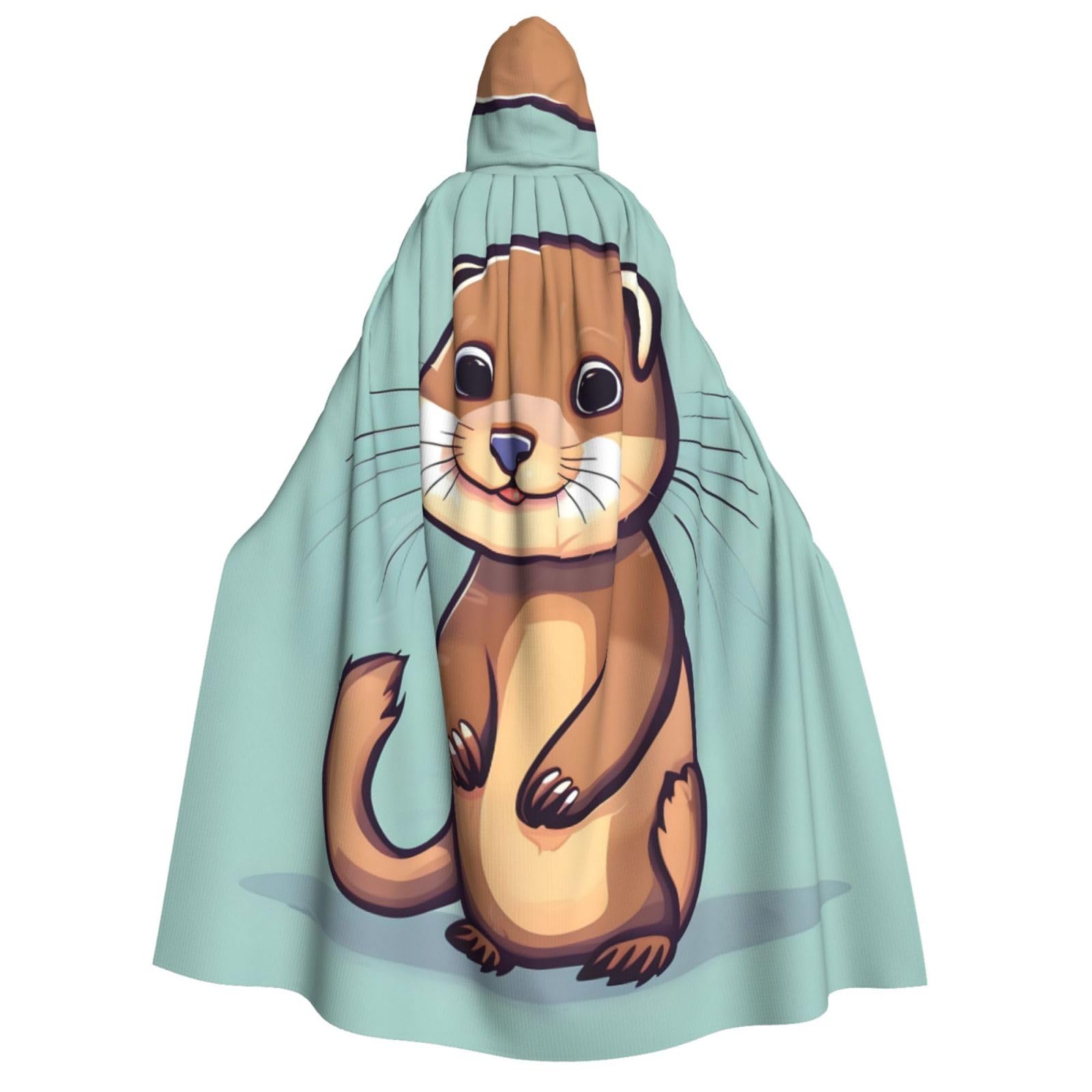 WURTON Cartoon Cute Otters Print Unisex Hooded Cape Halloween Carnival Vampire Cosplay Cloak Hooded Cloak Costume