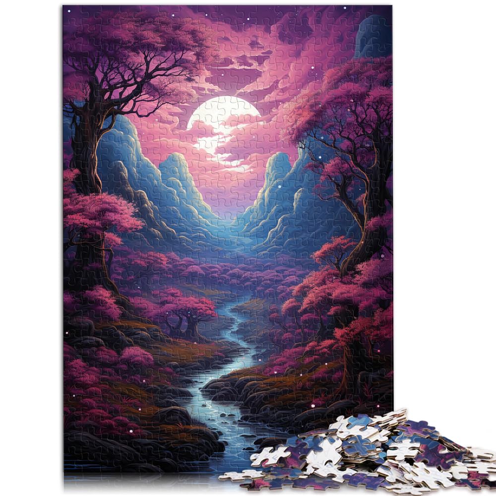 Puzzles für „EIN wunderschönes rosa Waldgemälde“, 1000-teiliges Puzzle für Erwachsene, Holzpuzzle, anspruchsvoll, Aber unterhaltsam und humorvoll, 1000 Teile (50 x 75 cm)