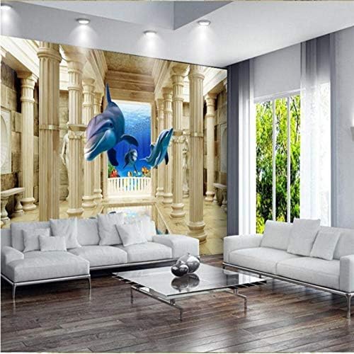 XLMING Einfache Römische Säule Mit Fliegendem Delphin 3D Tapeten Home Esszimmer Sofa Schlafzimmer Wohnzimmer TV Hintergrund-430cm×300cm