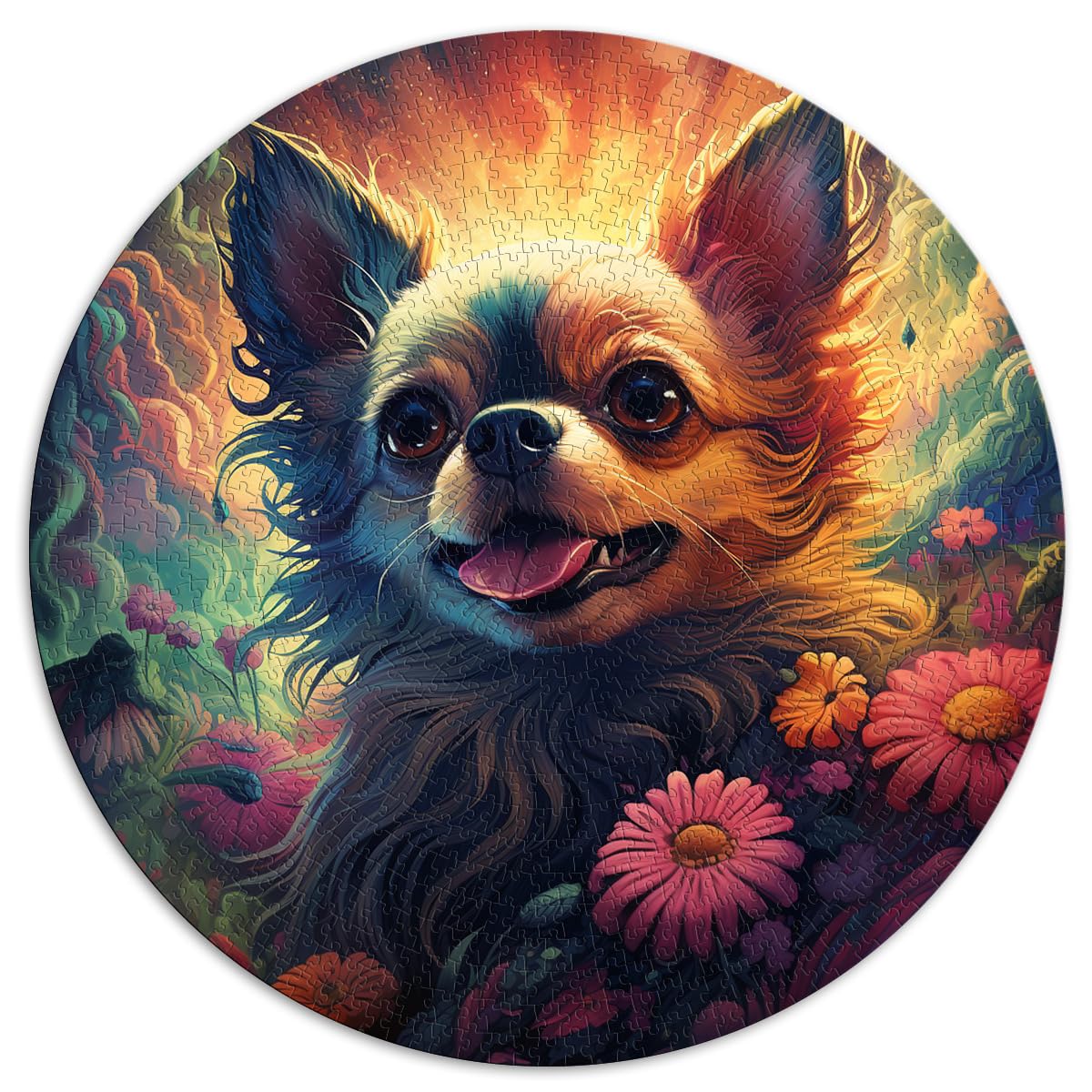 Spielgeschenk Puzzle Chihuahua-Garten Puzzle für Erwachsene 1000 Teile 67,5x67,5 cm Puzzlespiel mit vollständig ineinander greifenden und zufällig geformten Teilen