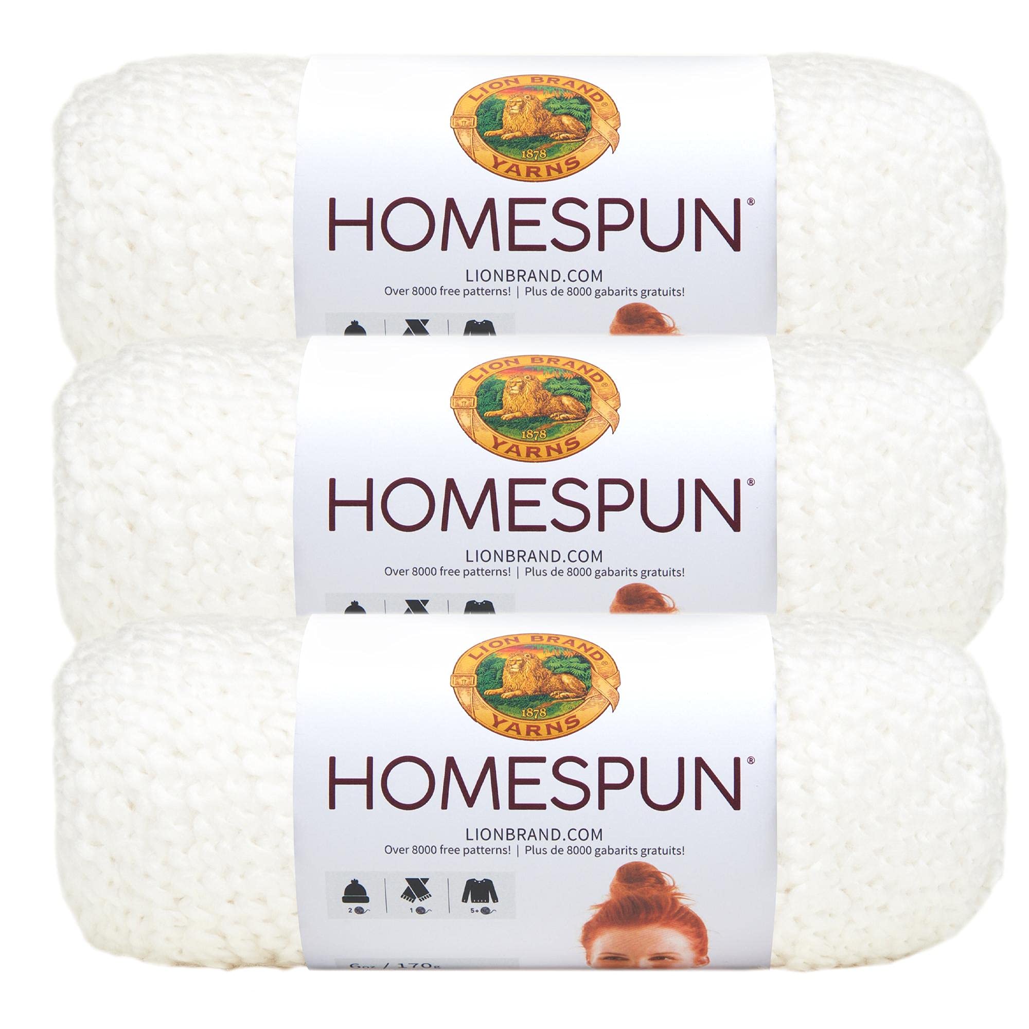 Lion Brand Yarn Homespun Bulky Yarn, Hepplewhite (3er-Pack)