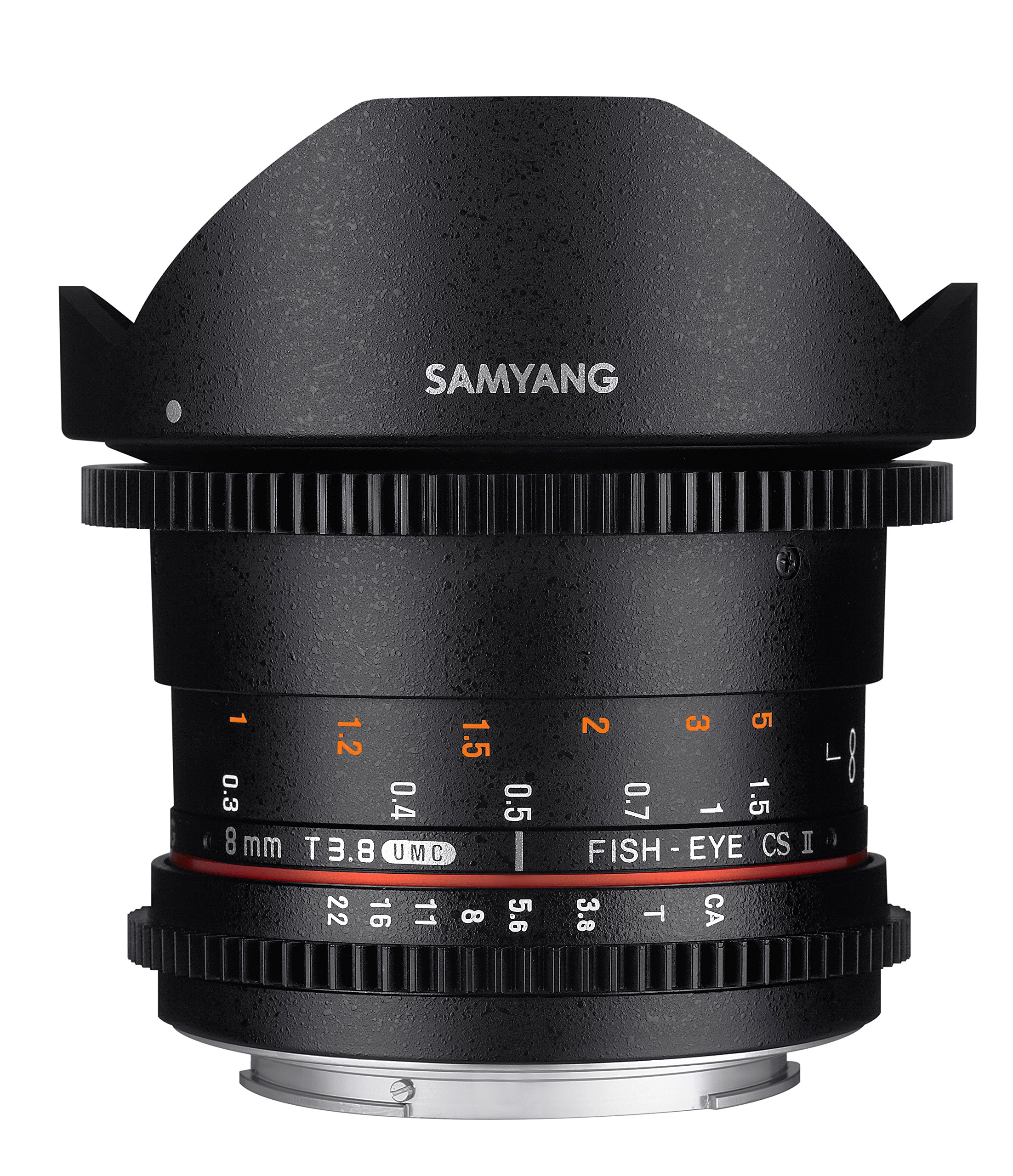 SAMYANG 13008T3.8N 8 mm T3.8 VDSLR UMC Fish-Eye CS II Objektiv für Anschluss Nikon schwarz