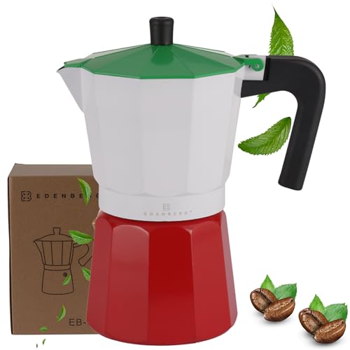 Edenberg MARBLE EB-9313 Kaffee, Brühmaschine, Kaffeemaschine 900ml, für 12 Tassen, ideal zum Braten von Espresso, Induktions- und Gasherden geeignet, weiß