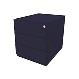 Bisley Rollcontainer Note mit Griffleiste, 3 Universalschubladen, Metall, 639 Oxfordblau, 56.5 x 42 x 49.5 cm