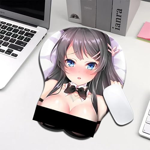 SUREKYA Anime Game Sexy Genshin Series Mauspad, 3D-Handgelenkauflage, Schreibtisch-Pad, Handgelenkschutz, weiches Silikon, rutschfest, Büro-Pad, ergonomisch, rutschfest, waschbar, wasserdicht