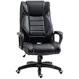 Vinsetto Bürostuhl mit Massage höhenverstellbarer Chefsessel ergonomischer Drehstuhl Gamingstuhl Computerstuhl Massage Sessel 6 Vibrationspunkte Leinen-Gefühl einstellbar Schwarz 66 x 78 x 112-120 cm