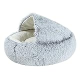 Rysmliuhan Shop Hundehöhle Kleine Hunde Katzenhöhle Warmes Hundebett Plüsch Hundebett Kätzchenbett Hundeschlafsäcke Flauschiges Katzenbett Hund Schlafsofa 40X40,Grey Pearl