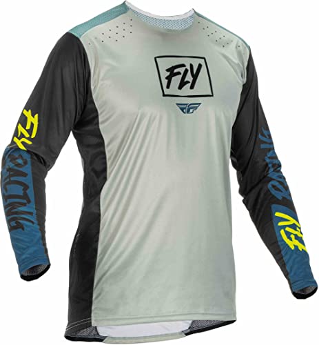 Fly Racing 2023 Adult Lite Jersey (Grau/Blau/Warnschutz, Small)