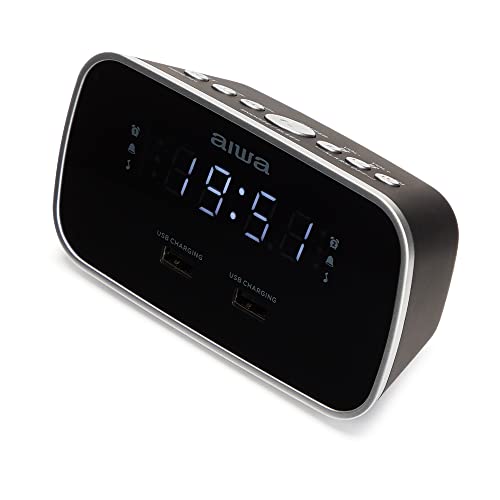 Aiwa CRU-19BK Radio Schwarz Radiowecker LED-Display Dimmerfunktion