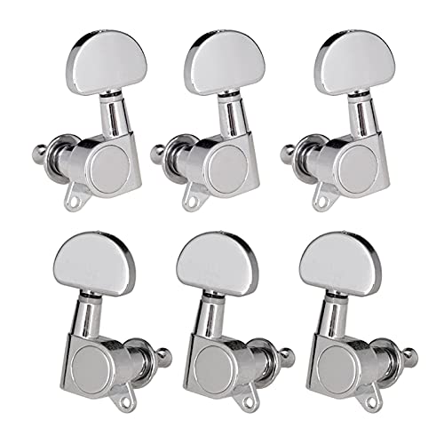 Gitarren Stimmwirbel 6 Stücke Geschlossene Gitarre-Tuning-Pegs String-Tuner-Maschinenköpfe Knöpfe Tuning-Tasten Für Folk Akustik/E-Gitarre (Color : Silver)