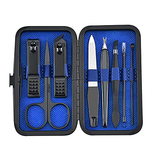 BONAD Zehennagelknipser 7/8 / 9 stücke Edelstahl Nagelklipper Set Scisores Tweezer Ear Pick Multifunktions-Handfuß-Pflege-Werkzeuge Set Nagelknipser-Set (Color : 8pcs Blue)