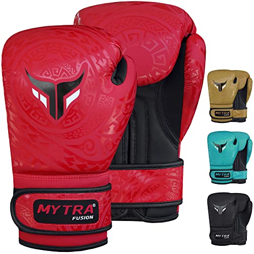 Mytra Fusion Kids Boxhandschuhe für Training, Kickboxen, Boxsack, Muay Thai, MMA, Kämpfen und Kämpfen, perfekt für Jungen und Mädchen (Red, 6-oz)