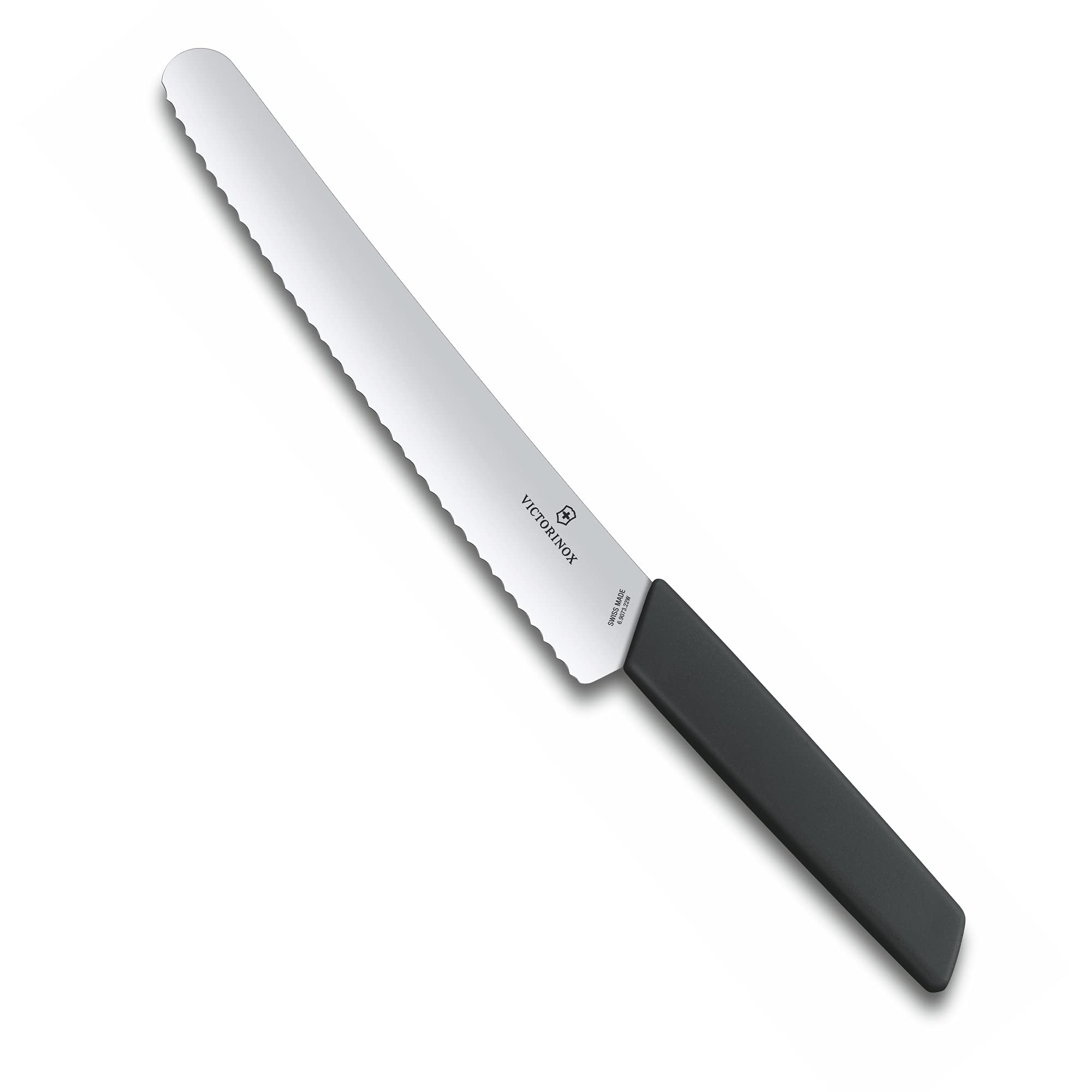 Victorinox Swiss Modern, Profi Brot- und Konditormesser, Extra Scharfe Klinge, Wellenschliff, 22 cm, Rostfreier Stahl, schwarz