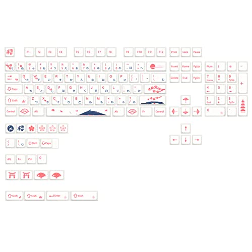 Mechanische Tastatur-Tastenkappen mit 133 Tasten, Blüte, XDA-Höhe, PBT-Tastenkappe, Sublimation, für GK61/64/68, 87/104/108, japanische Farbstoff-Sub-Tastenkappen