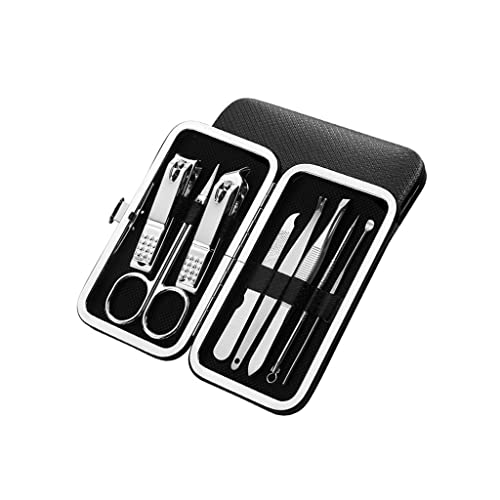 BONAD Zehennagelknipser 8-teilige Nagelschneider Set Erwachsene Edelstahl Nagel-Clippers Pediküre Kit Nagelfeile Nagel Clippers Maniküre Schönheitssatz Nagelknipser-Set (Color : Schwarz)