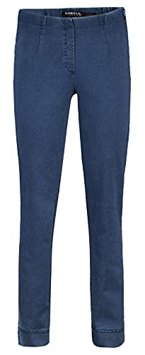 Robell Style Marie – Bequeme, Denim Power Stretch Jeans, Gerade geschnittenes Bein mit Schlitz Farbe Denimblue Größe 40