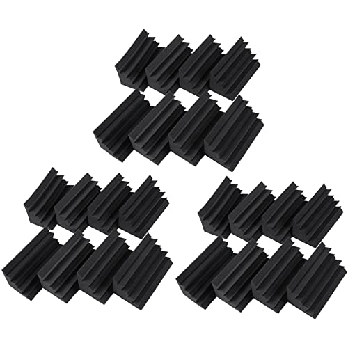 zabeto 24 Pack von 4,6 in x 4,6 in x 9,5 in Schwarz Schalldaemmung Isolierung Bass Trap akustische Wand Schaum Polsterung Studio Schaum Fliesen (24 Stueck, schwarz)