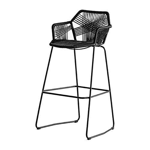 Frühstückshocker, luxuriöser moderner Barhocker, Stuhlhöhe, Kunststoff-Rattan, Thekenhöhe, Stühle, Hocker, klassischer moderner Barhocker für Küchentheke, Inselbar, Thekenhocker (schwarz, 1 Stück) Run